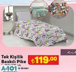 LİLA TEK KİŞİLİK BASKILI PİKE